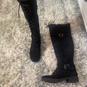 Knee high combat boots- justfab
